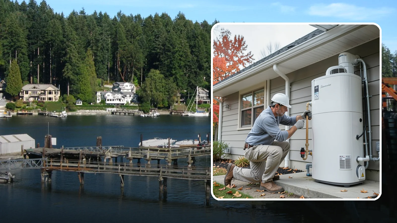 Heat Pump Water Heater Installation in Gig Harbor, Pierce County, WA - Heat pump water heater installation that heats water using a fraction of the electricity.
