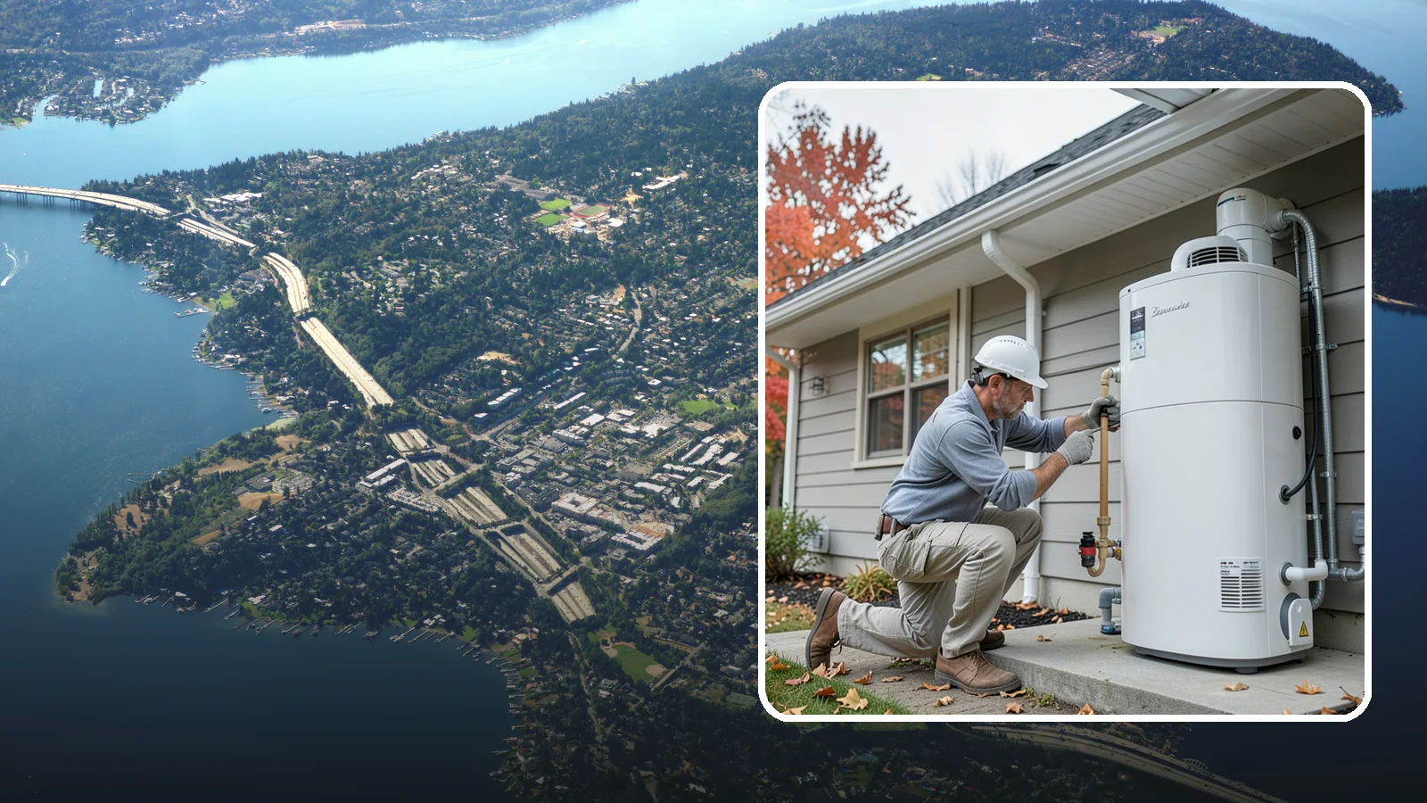 Heat Pump Water Heater Installation in Mercer Island, King County, WA - Heat pump water heater installation that heats water using a fraction of the electricity.