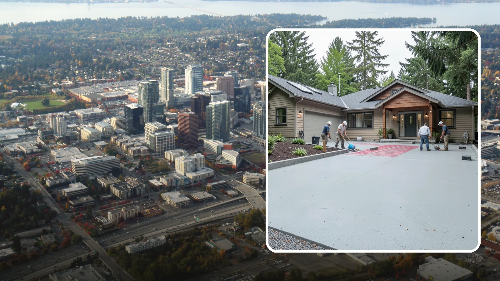Heated Driveway Installation in Bellevue, King County, WA - Embedding a radiant heating system beneath the driveway to melt snow and ice automatically each winter.