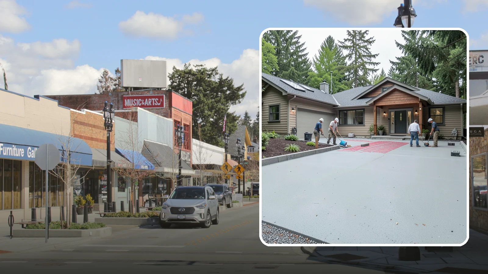 Heated Driveway Installation in Bothell, King County, WA - Embedding a radiant heating system beneath the driveway to melt snow and ice automatically each winter.