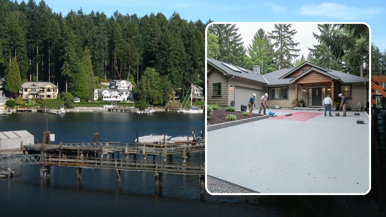 Heated Driveway Installation in Gig Harbor, Pierce County, WA - Embedding a radiant heating system beneath the driveway to melt snow and ice automatically each winter.