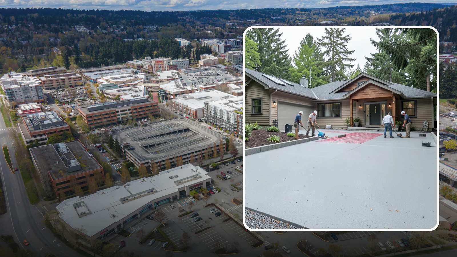 Heated Driveway Installation in Redmond, King County, WA - Embedding a radiant heating system beneath the driveway to melt snow and ice automatically each winter.