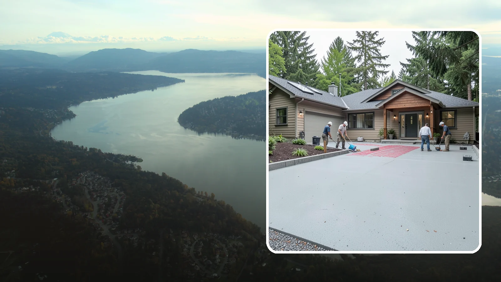 Heated Driveway Installation in Sammamish, King County, WA - Embedding a radiant heating system beneath the driveway to melt snow and ice automatically each winter.