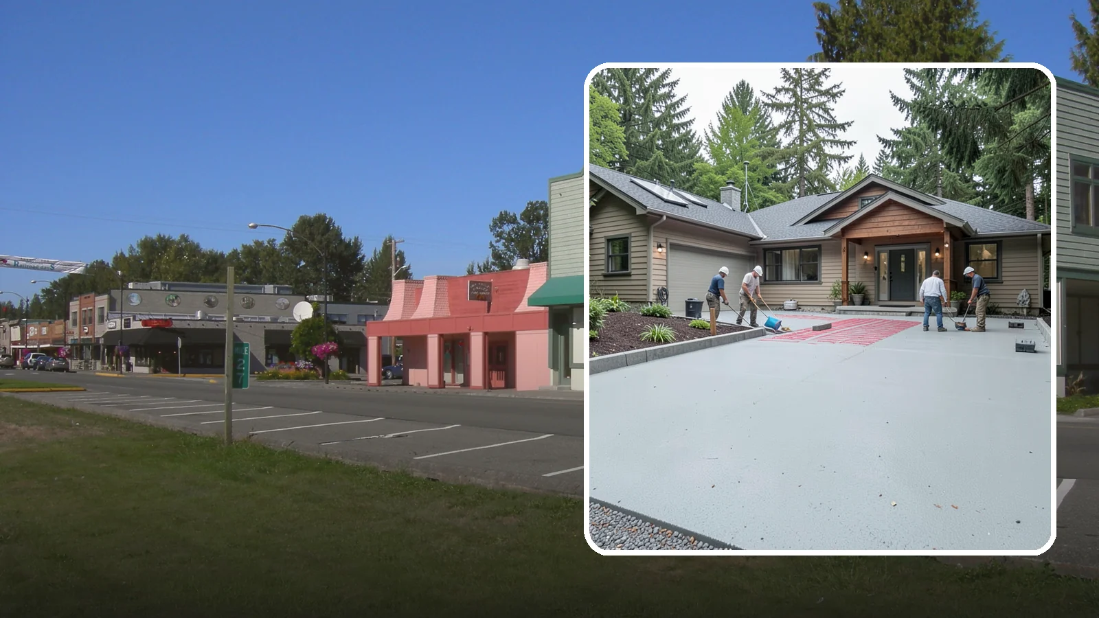 Heated Driveway Installation in Snoqualmie, King County, WA - Embedding a radiant heating system beneath the driveway to melt snow and ice automatically each winter.