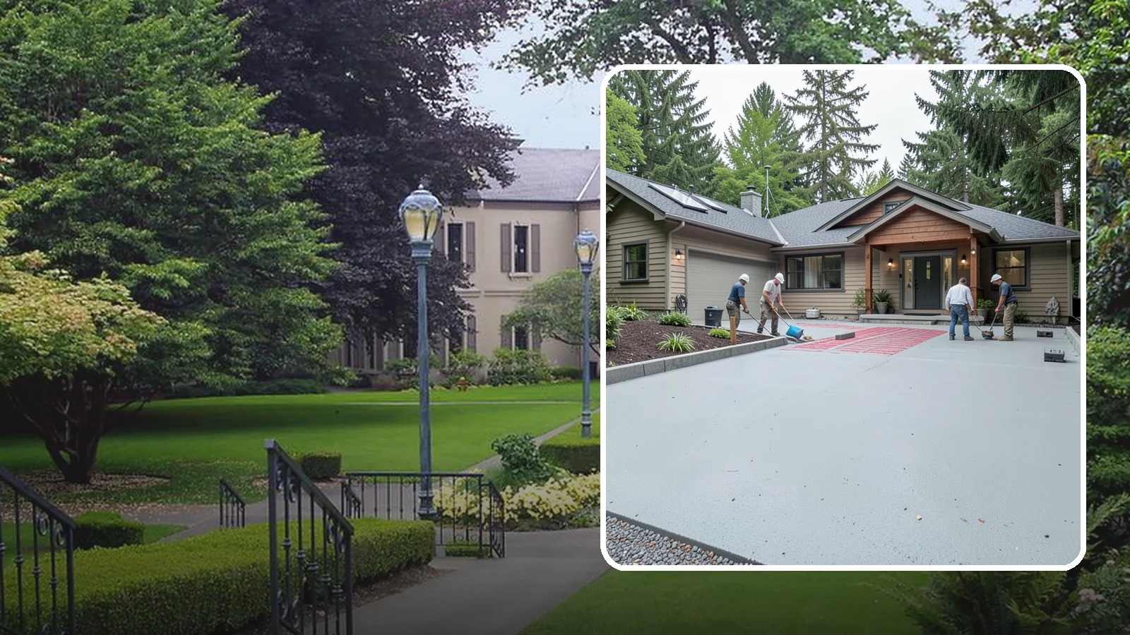 Heated Driveway Installation in Woodinville, King County, WA - Embedding a radiant heating system beneath the driveway to melt snow and ice automatically each winter.