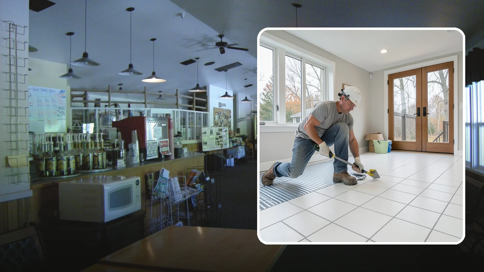 Heated Tile Floor Installation in Black Diamond, King County, WA - Radiant electric heat installed beneath tile for warm floors on cold PNW mornings.