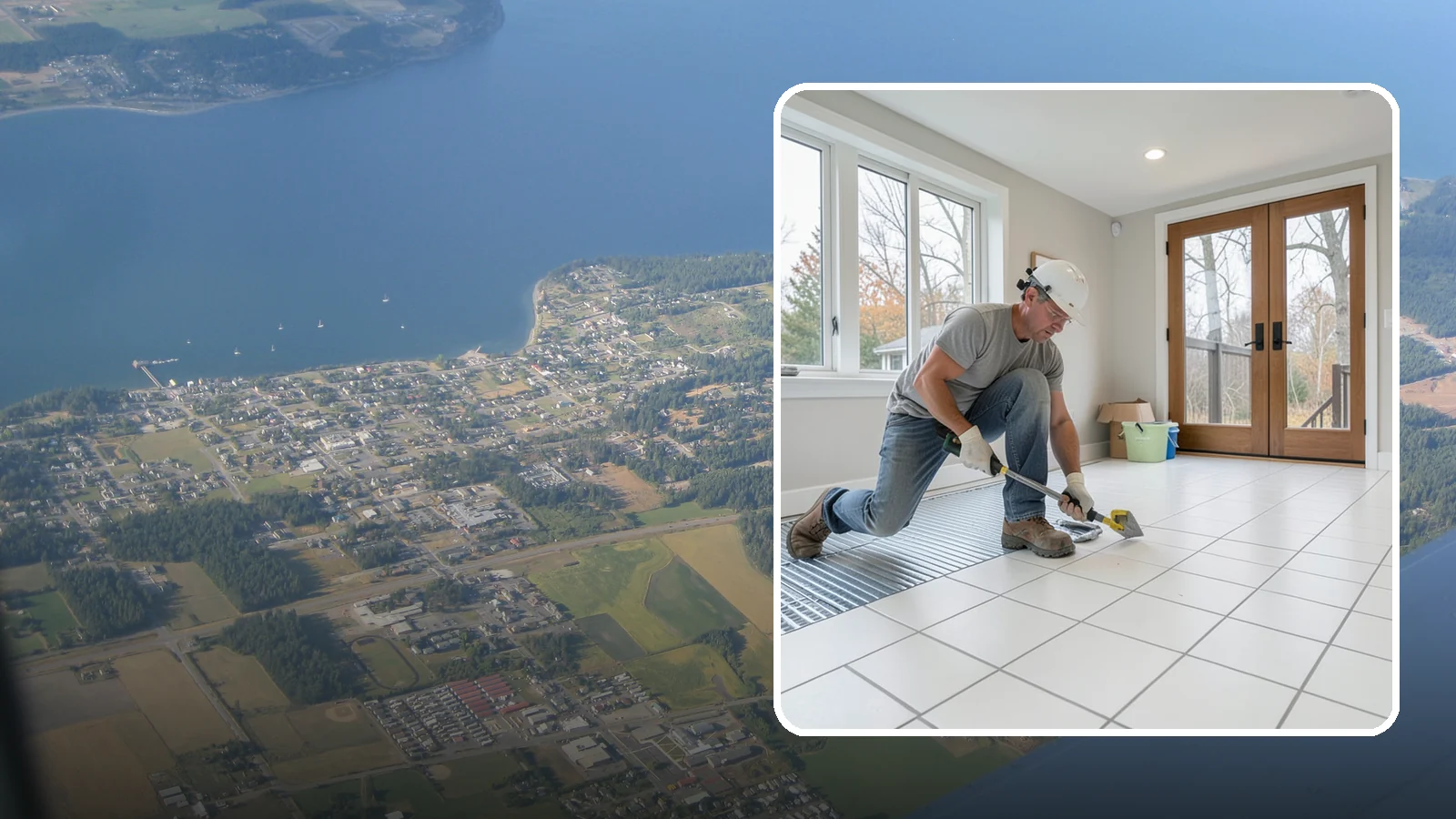 Heated Tile Floor Installation in Coupeville, Island County, WA - Radiant electric heat installed beneath tile for warm floors on cold PNW mornings.