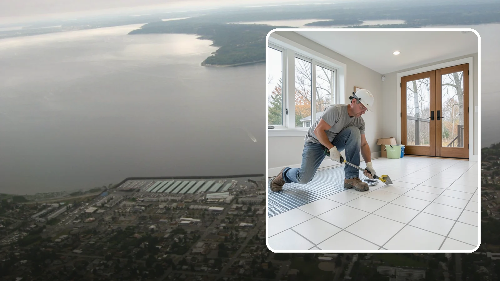 Heated Tile Floor Installation in Des Moines, King County, WA - Radiant electric heat installed beneath tile for warm floors on cold PNW mornings.