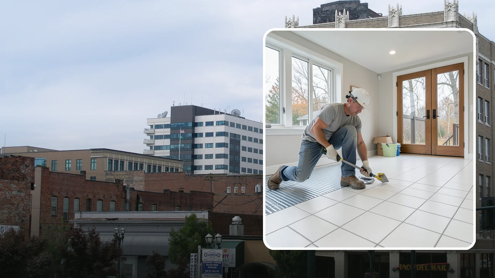 Heated Tile Floor Installation in Everett, Snohomish County, WA - Radiant electric heat installed beneath tile for warm floors on cold PNW mornings.