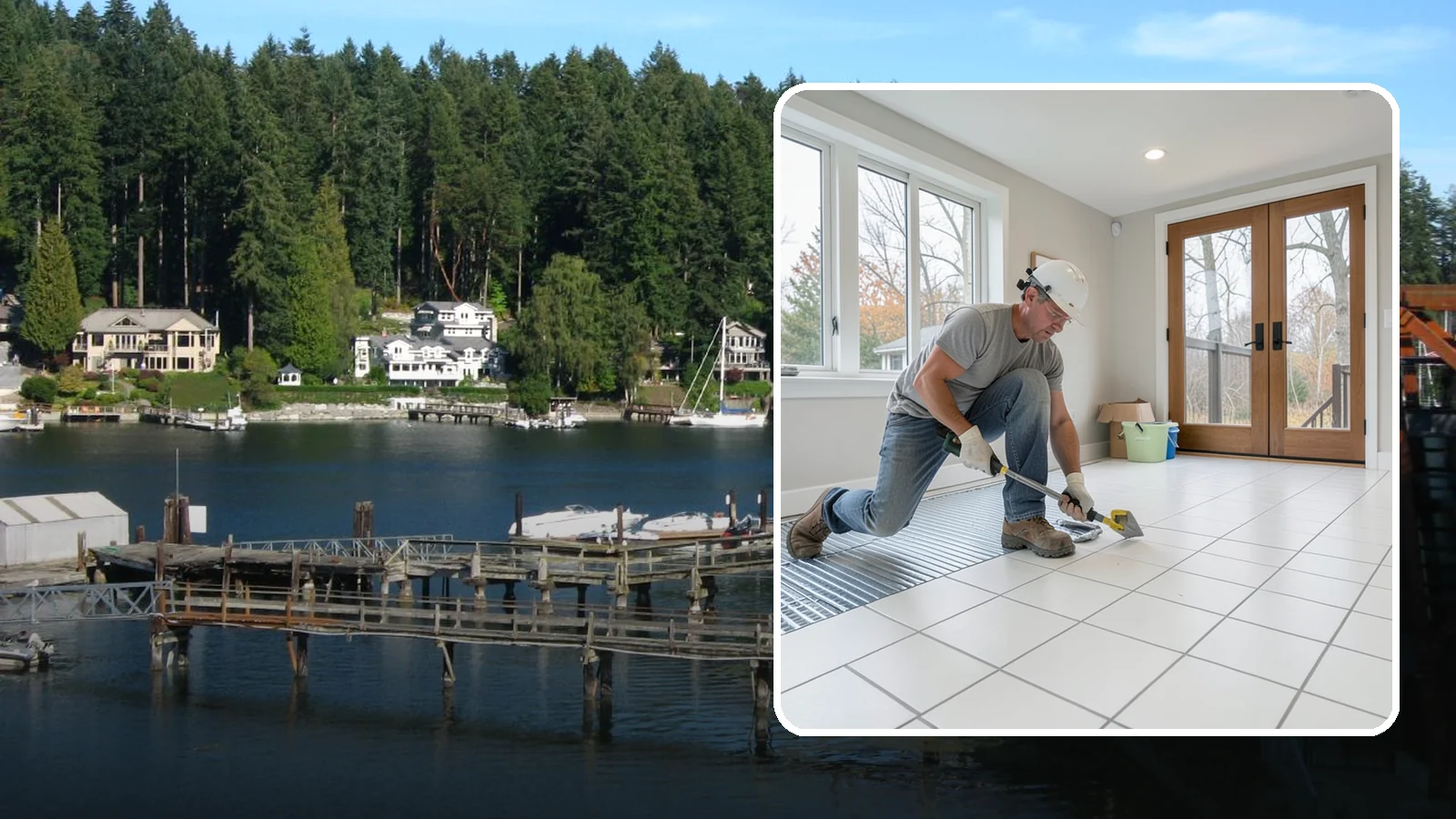 Heated Tile Floor Installation in Gig Harbor, Pierce County, WA - Radiant electric heat installed beneath tile for warm floors on cold PNW mornings.