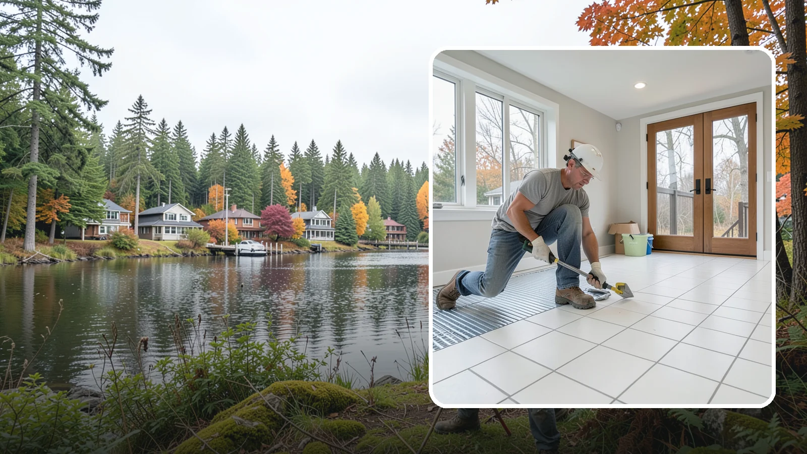 Heated Tile Floor Installation in La Conner, Skagit County, WA - Radiant electric heat installed beneath tile for warm floors on cold PNW mornings.