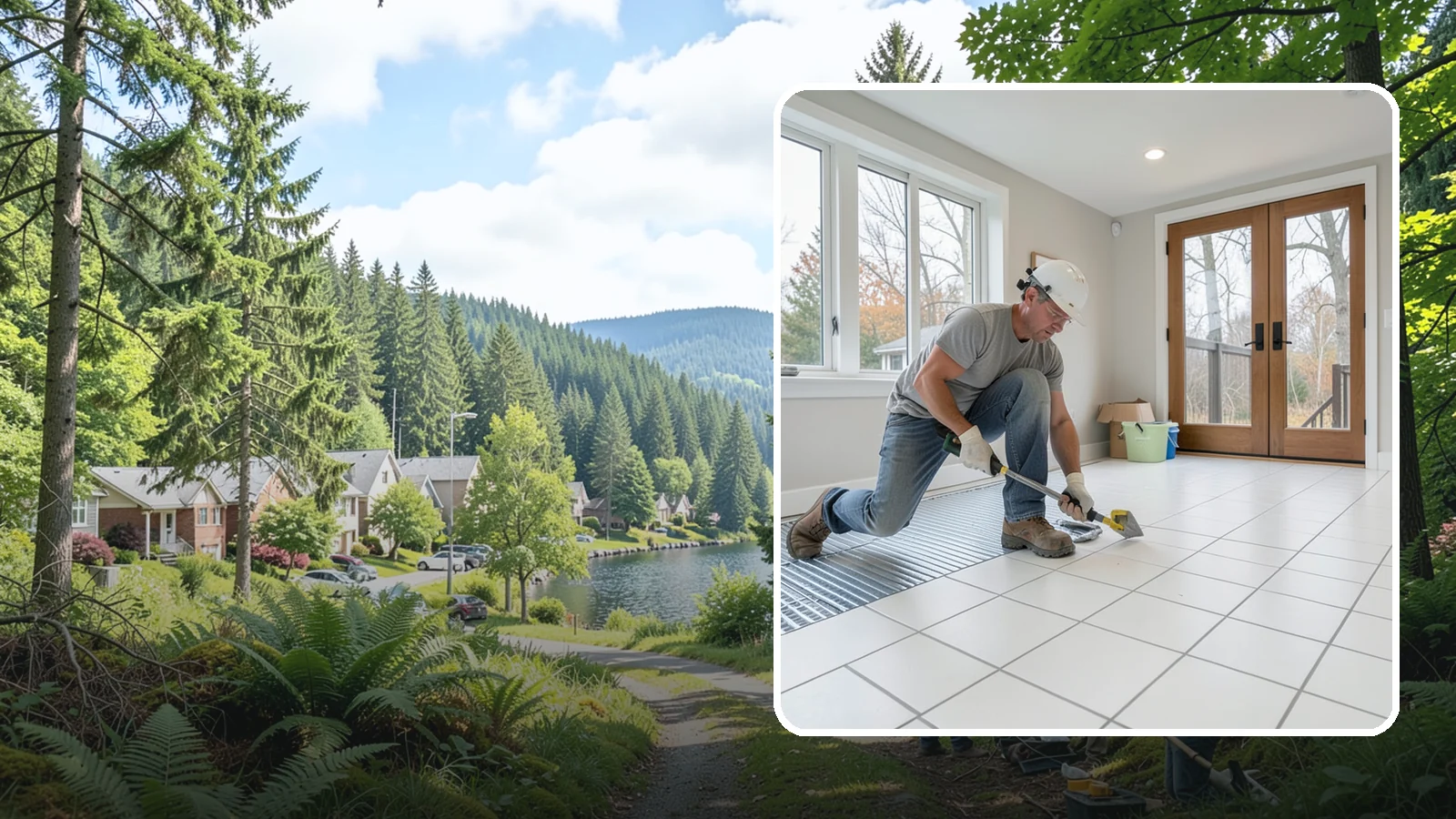 Heated Tile Floor Installation in Lake Forest Park, King County, WA - Radiant electric heat installed beneath tile for warm floors on cold PNW mornings.