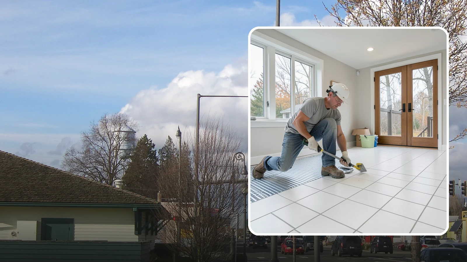 Heated Tile Floor Installation in Marysville, Snohomish County, WA - Radiant electric heat installed beneath tile for warm floors on cold PNW mornings.