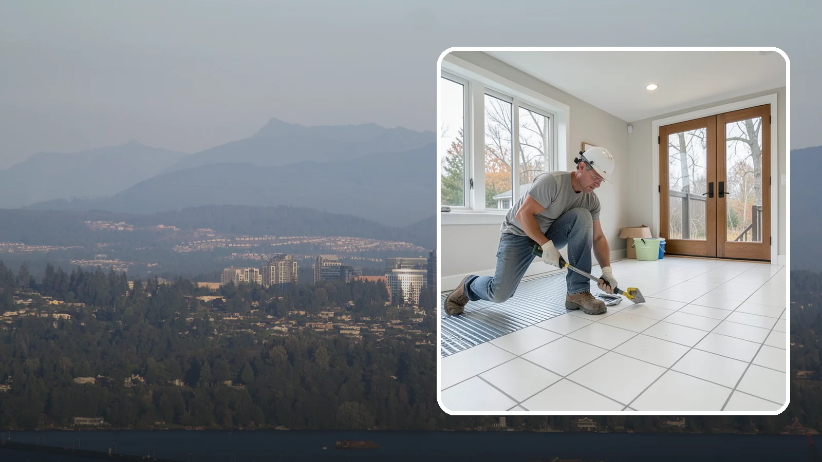 Heated Tile Floor Installation in Medina, King County, WA - Radiant electric heat installed beneath tile for warm floors on cold PNW mornings.