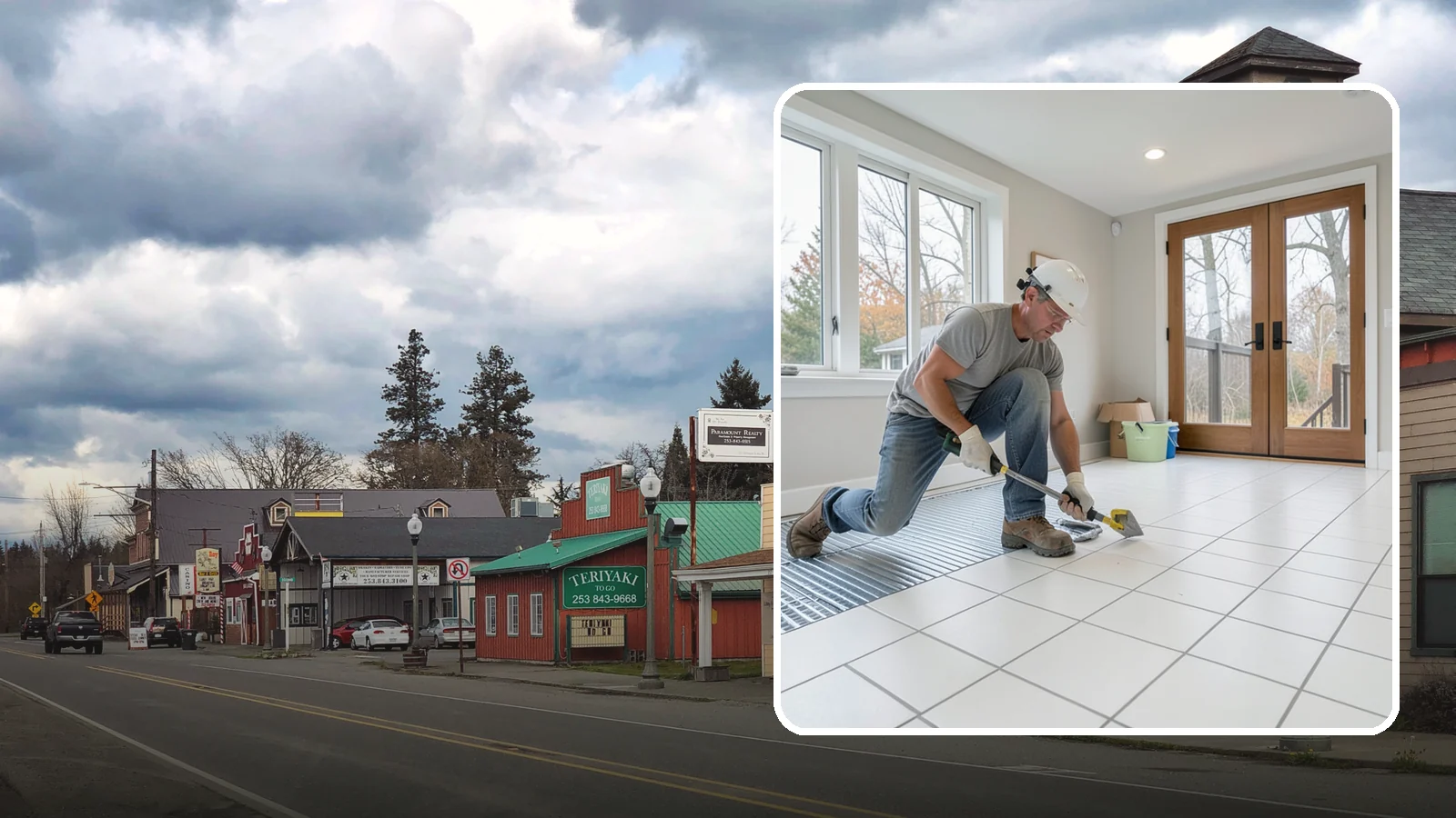 Heated Tile Floor Installation in Roy, Pierce County, WA - Radiant electric heat installed beneath tile for warm floors on cold PNW mornings.