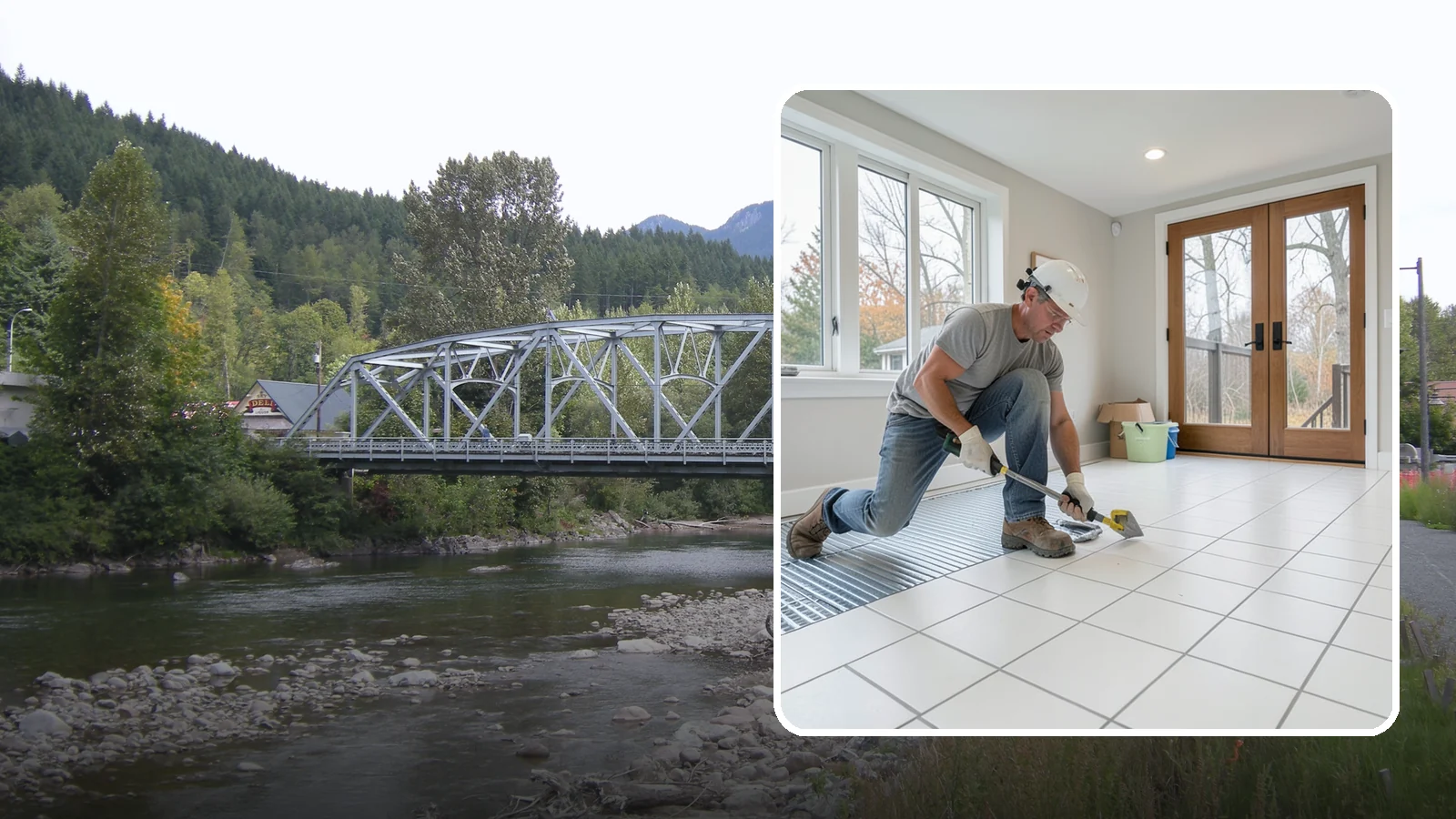 Heated Tile Floor Installation in Skykomish, King County, WA - Radiant electric heat installed beneath tile for warm floors on cold PNW mornings.