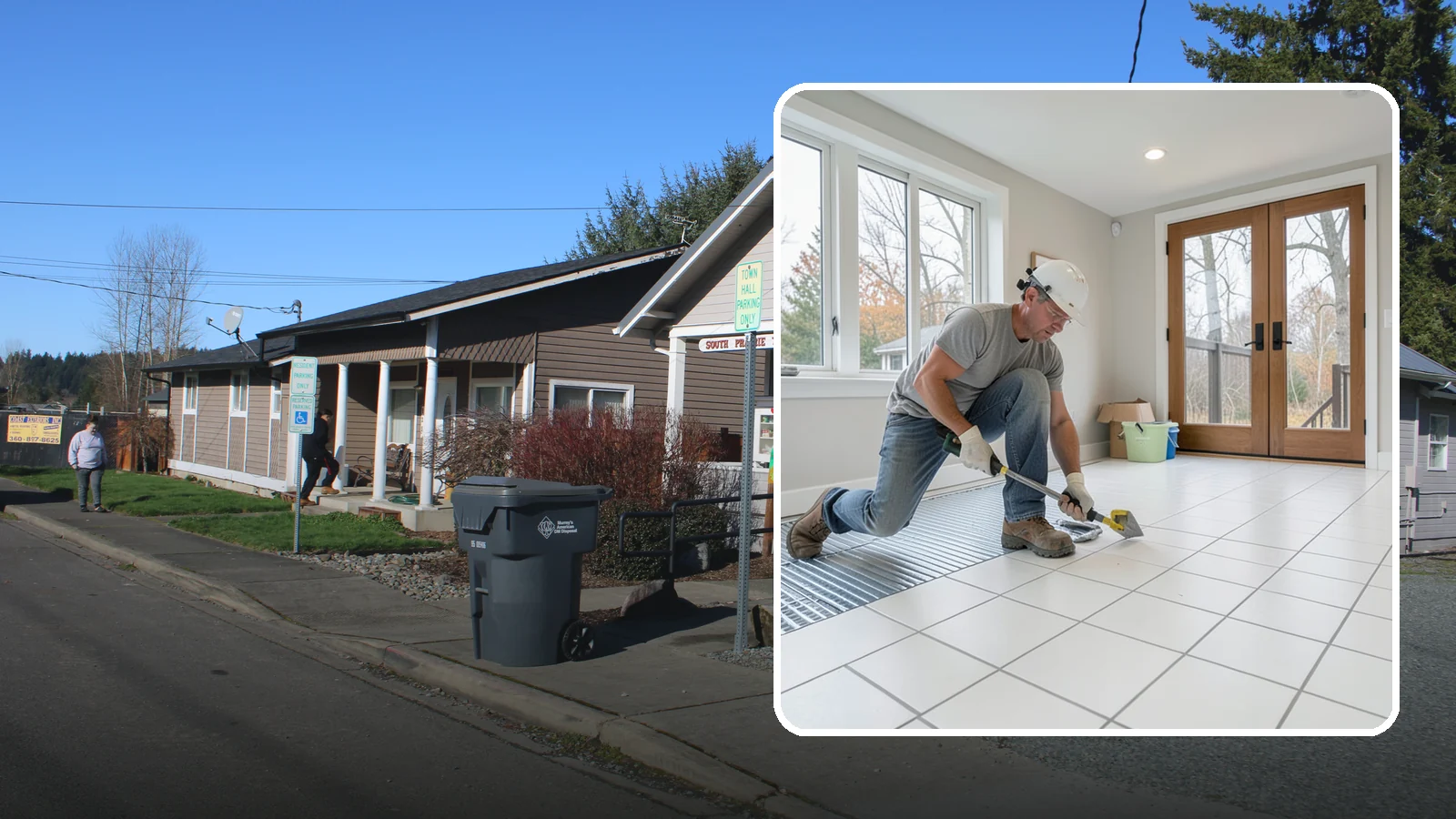 Heated Tile Floor Installation in South Prairie, Pierce County, WA - Radiant electric heat installed beneath tile for warm floors on cold PNW mornings.