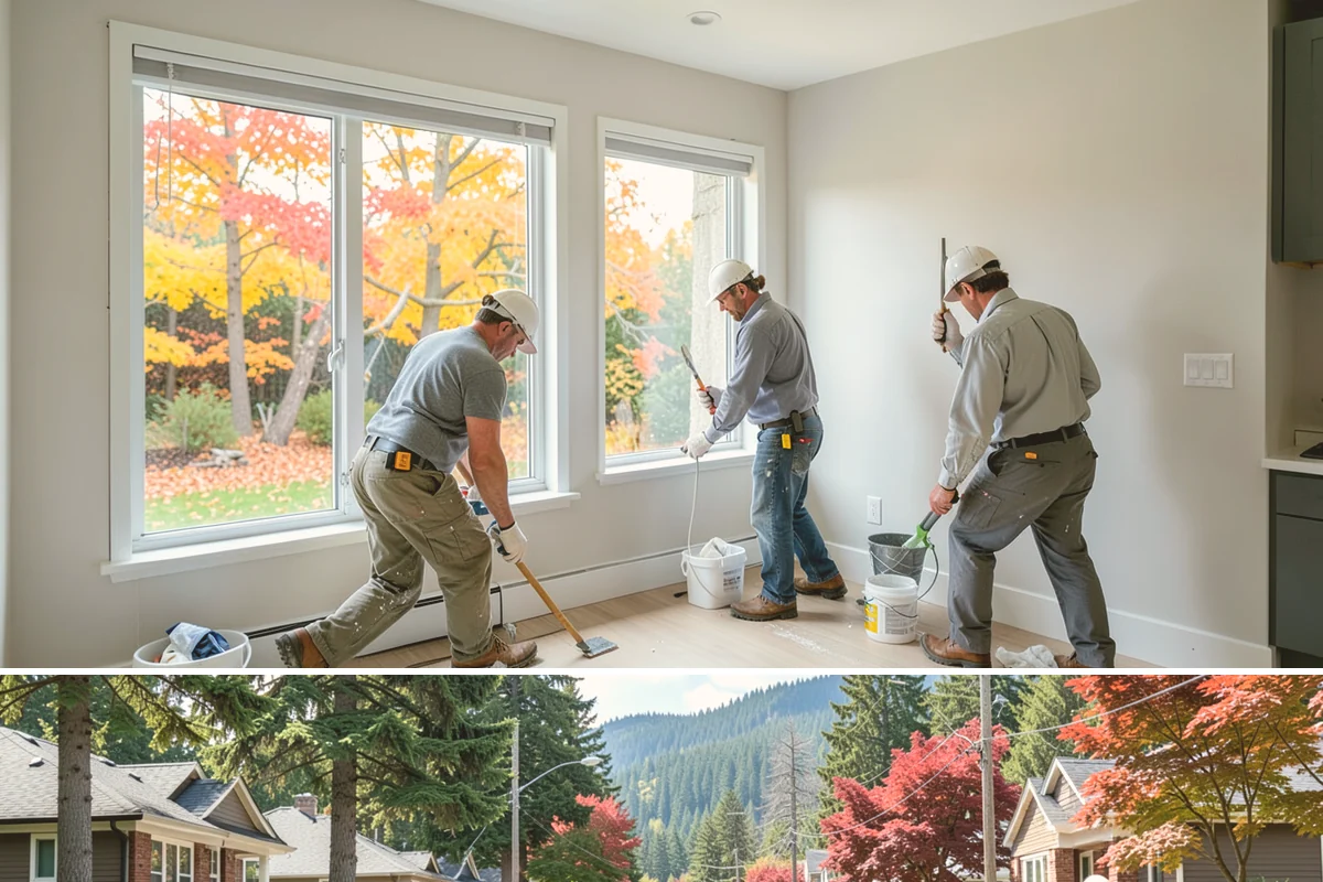 Historic Home Renovation in Hunts Point, King County, WA - Delicate interior restoration work suits the wetter months, keeping fragile original materials protected from outdoor exposure.