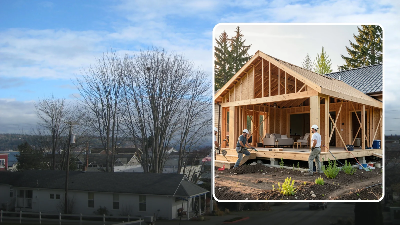 Home Addition in Langley, Island County, WA - A home addition expands your existing house with permanent, fully framed living space built to Western Washington code.
