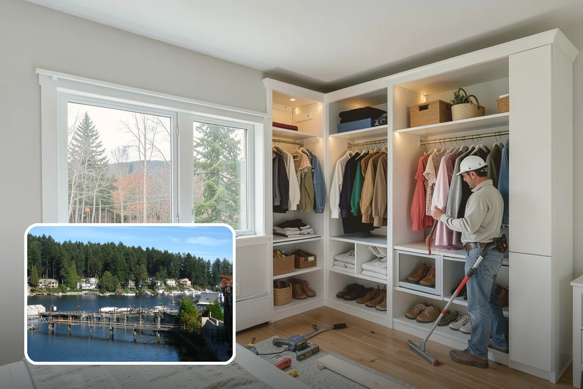 Home Bar Construction in Gig Harbor, Pierce County, WA - Custom cabinetry and glass storage for hosting