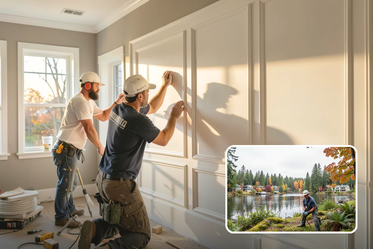 Home Bar Construction in La Conner, Skagit County, WA - Custom cabinetry and glass storage for hosting
