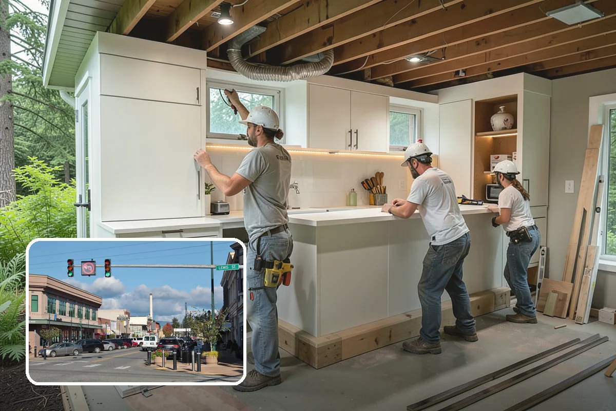 Home Bar Construction in Monroe, Snohomish County, WA - Custom cabinetry and glass storage for hosting