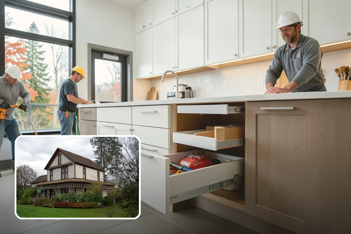 Home Bar Construction in Sumner, Pierce County, WA - Custom cabinetry and glass storage for hosting