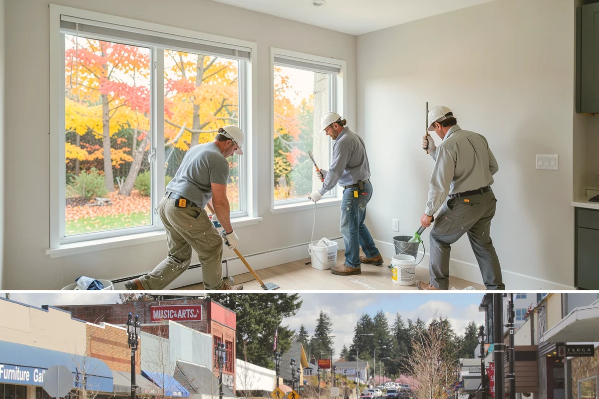Home Library Construction in Bothell, King County, WA - Library construction is interior millwork that fits any season, including winter build-outs.