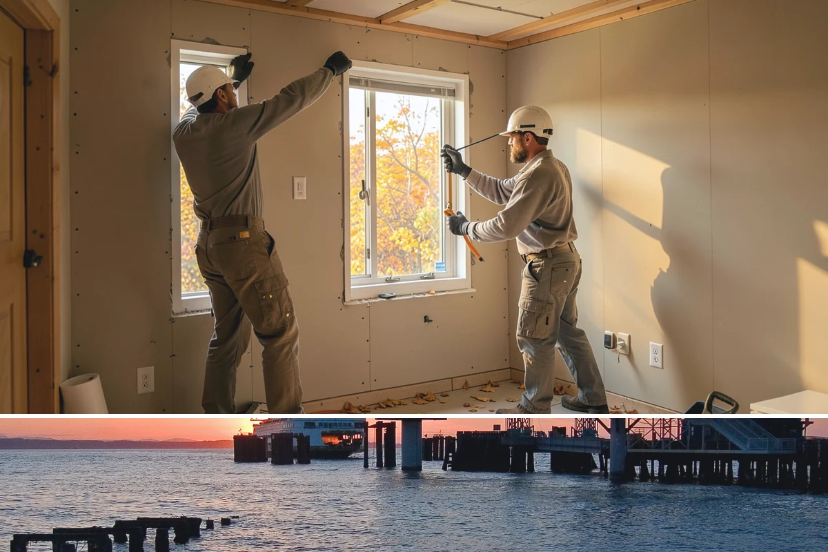 Home Theater Construction in Edmonds, Snohomish County, WA - Home theater builds are entirely indoor and can be scheduled comfortably in any season.