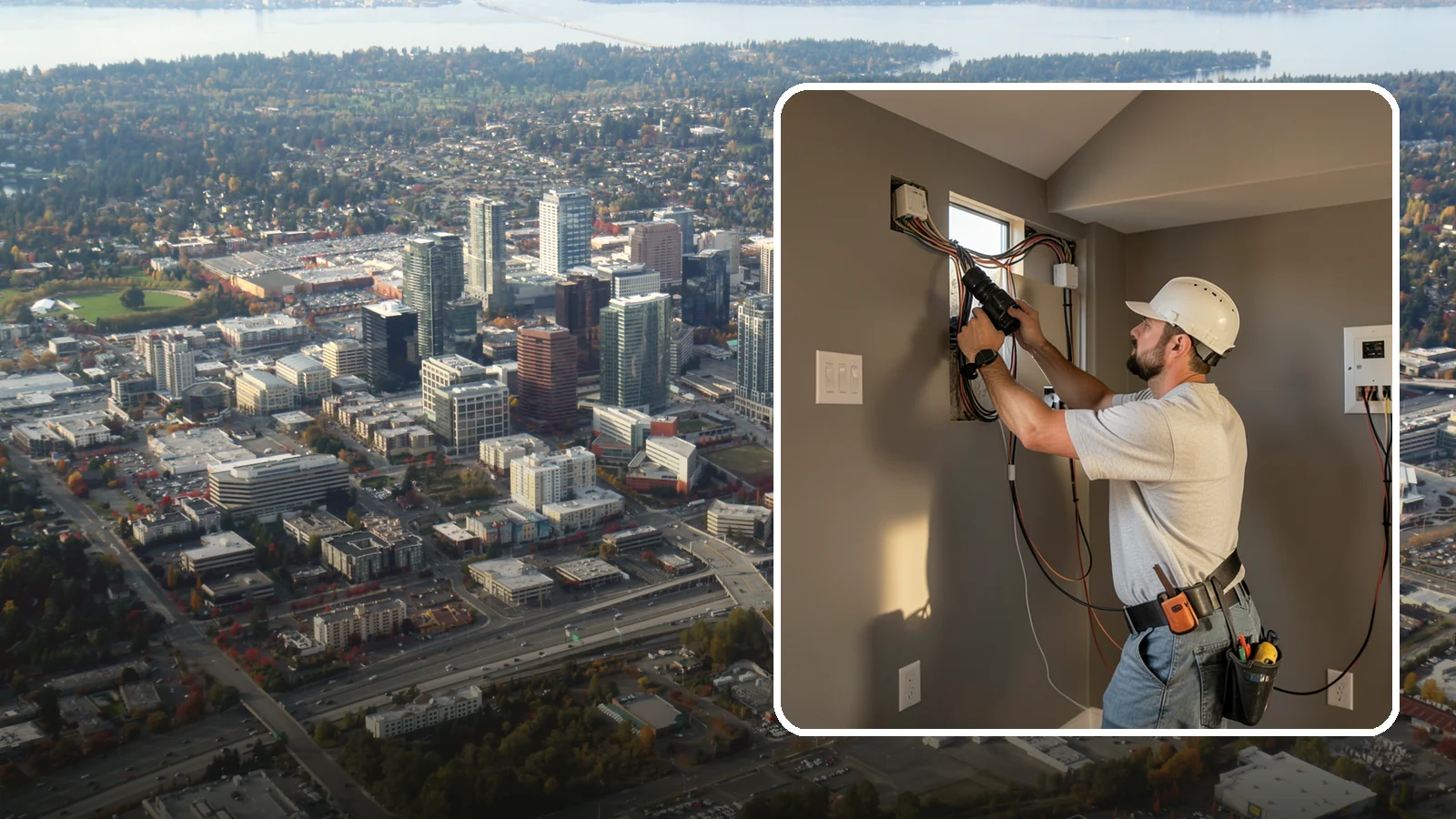 Home Theater Wiring in Bellevue, King County, WA - We run clean, hidden home theater wiring for immersive picture and surround sound without the cable clutter.
