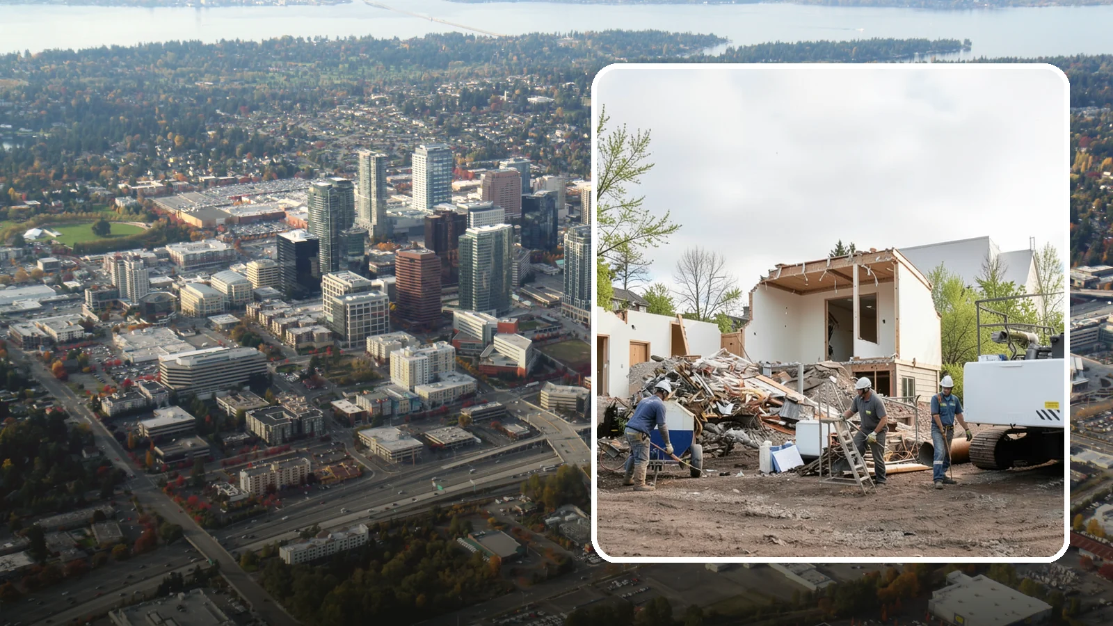 House Demolition in Bellevue, King County, WA - We safely demolish entire houses and clear the site so your Western Washington rebuild can start clean.