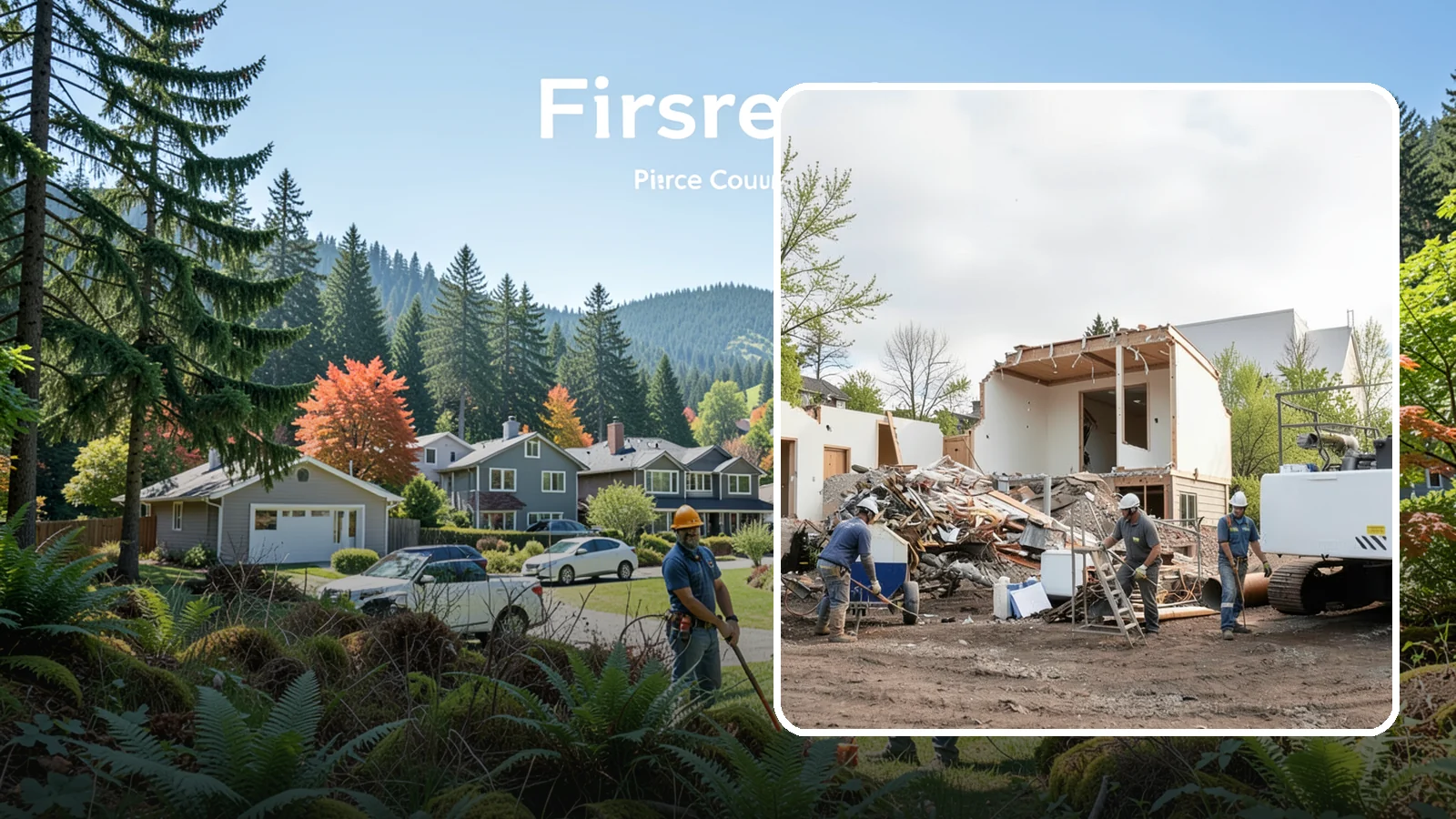 House Demolition in Fircrest, Pierce County, WA - We safely demolish entire houses and clear the site so your Western Washington rebuild can start clean.