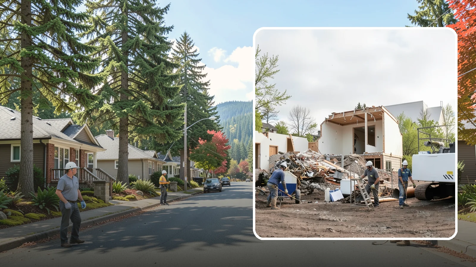 House Demolition in Hunts Point, King County, WA - We safely demolish entire houses and clear the site so your Western Washington rebuild can start clean.