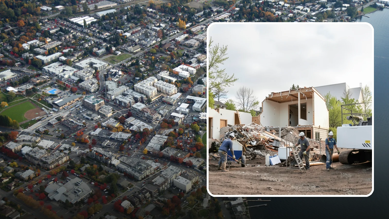 House Demolition in Kirkland, King County, WA - We safely demolish entire houses and clear the site so your Western Washington rebuild can start clean.