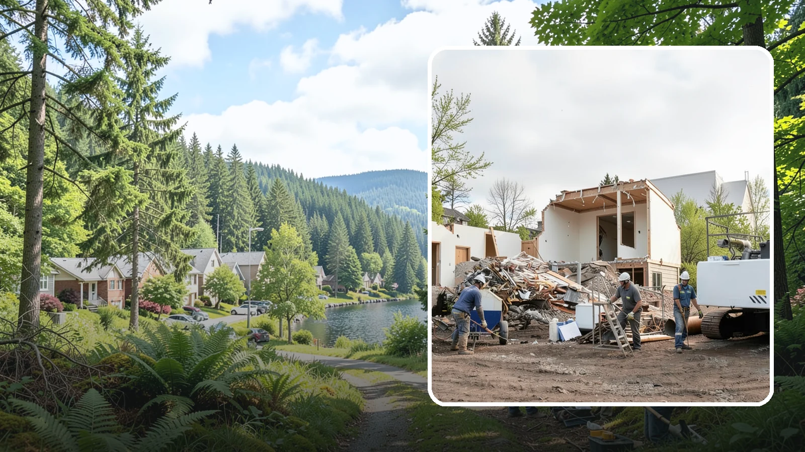 House Demolition in Lake Forest Park, King County, WA - We safely demolish entire houses and clear the site so your Western Washington rebuild can start clean.