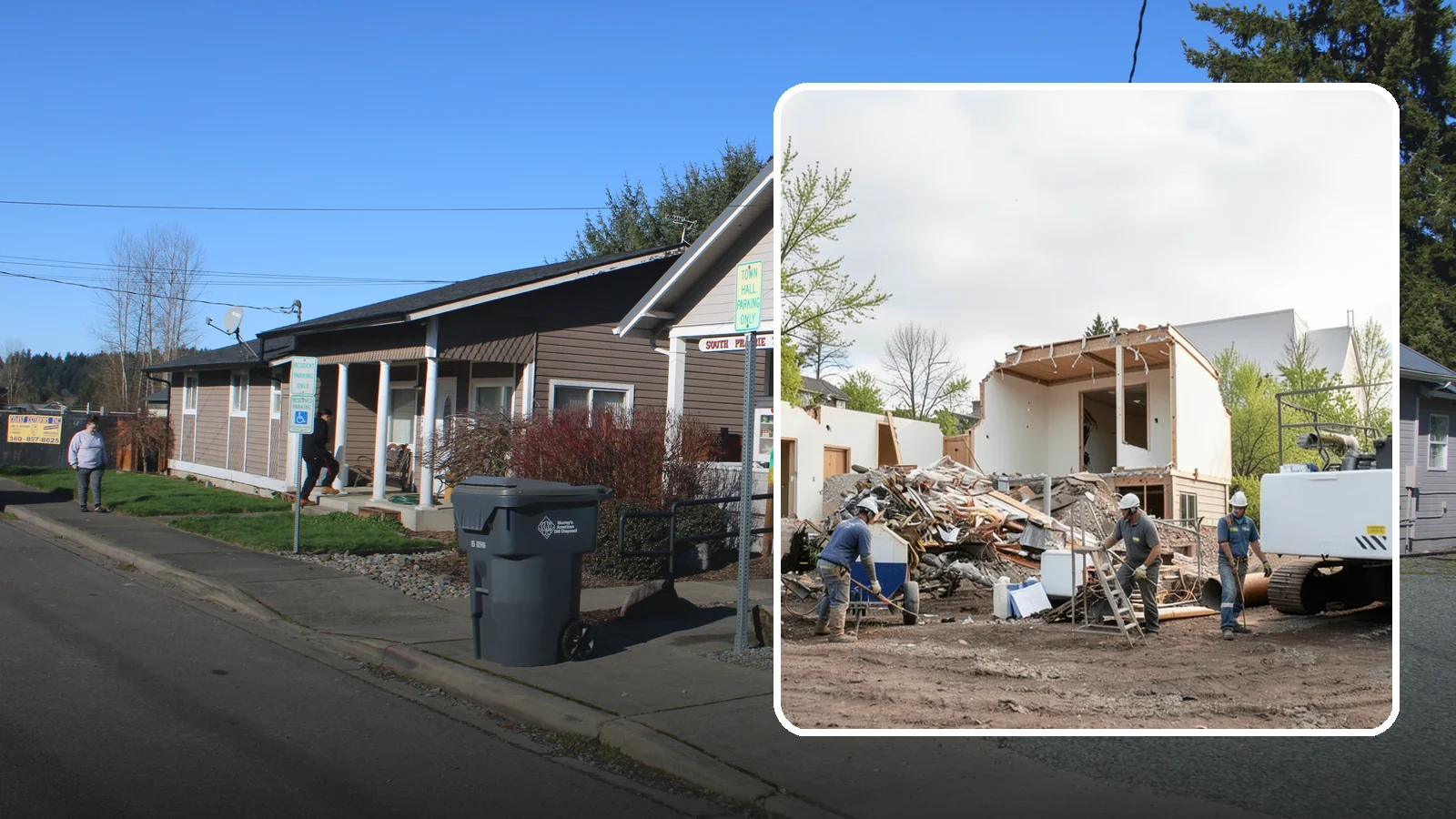 House Demolition in South Prairie, Pierce County, WA - We safely demolish entire houses and clear the site so your Western Washington rebuild can start clean.