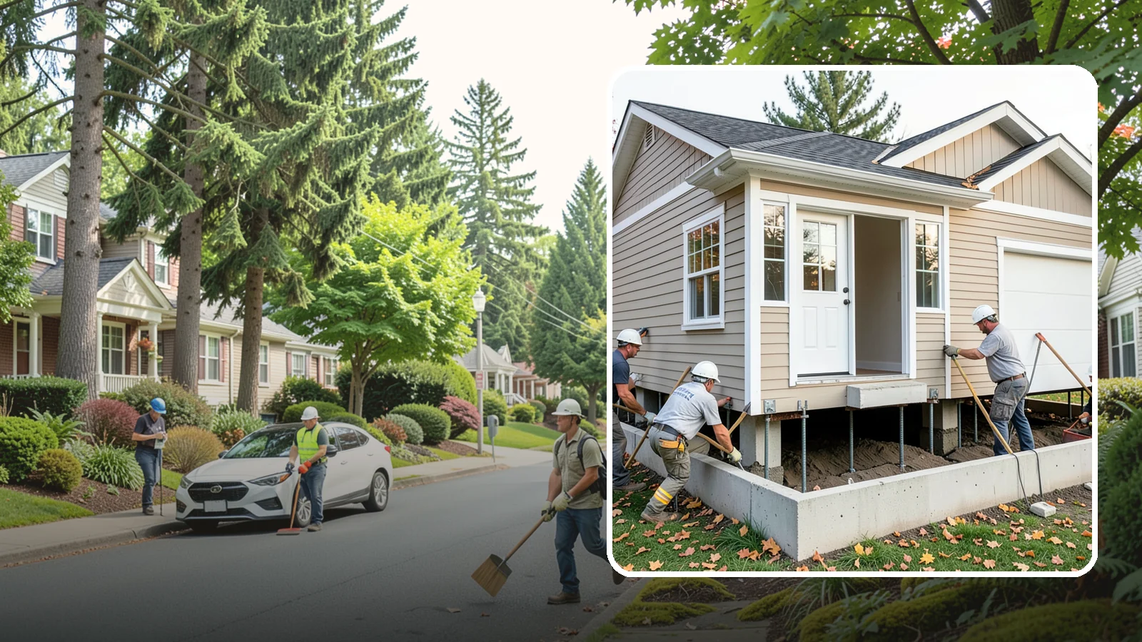 House Leveling in Beaux Arts Village, King County, WA - We lift and level settled homes to close cracks, free sticking doors, and put the structure back on plane.
