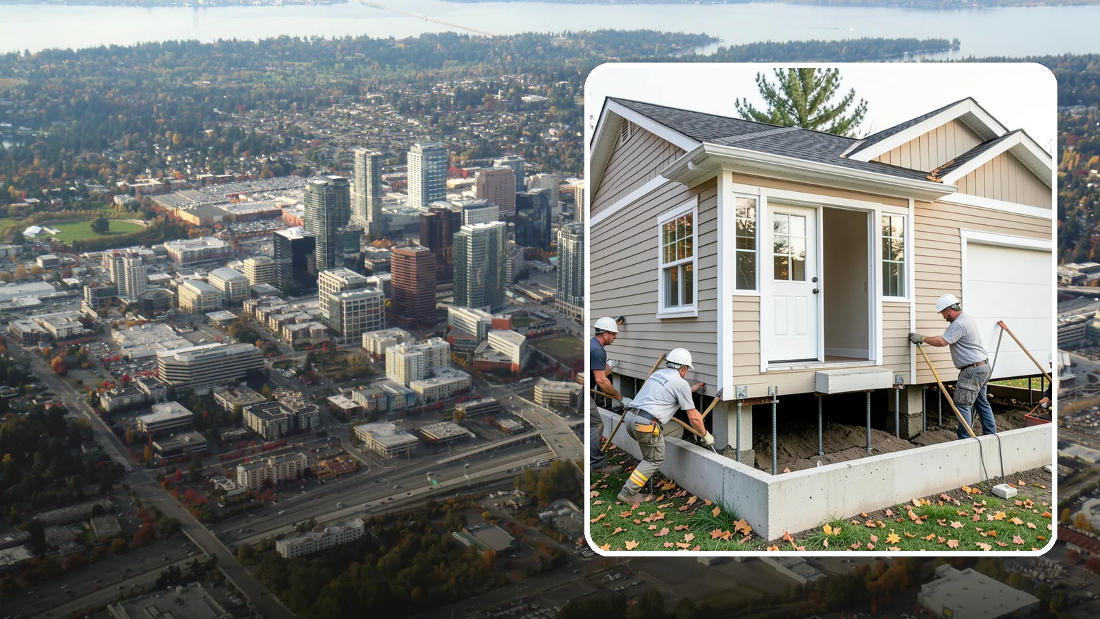House Leveling in Bellevue, King County, WA - We lift and level settled homes to close cracks, free sticking doors, and put the structure back on plane.