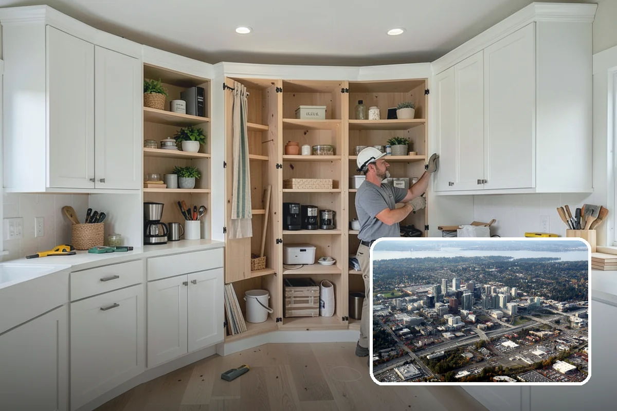 House Leveling in Bellevue, King County, WA - Floors and walls returned toward their original plane