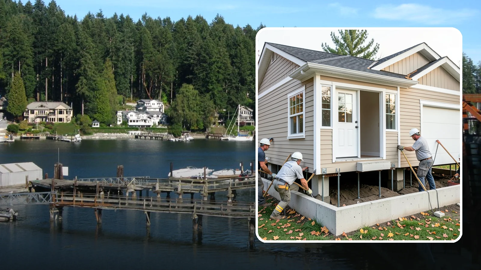 House Leveling in Gig Harbor, Pierce County, WA - We lift and level settled homes to close cracks, free sticking doors, and put the structure back on plane.