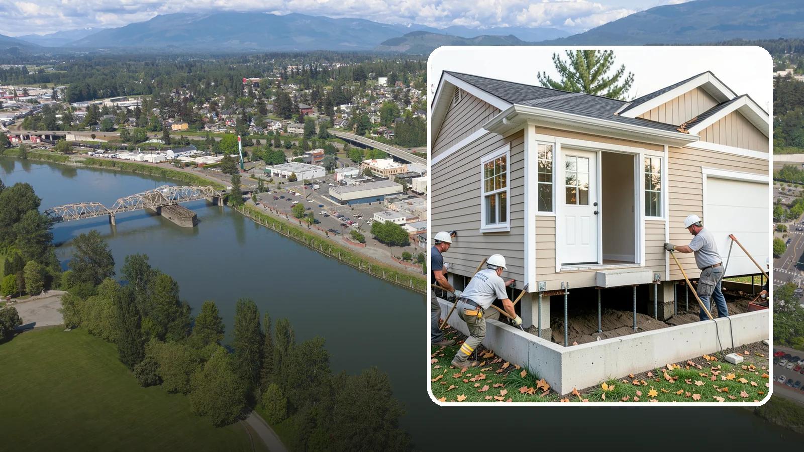 House Leveling in Mount Vernon, Skagit County, WA - We lift and level settled homes to close cracks, free sticking doors, and put the structure back on plane.