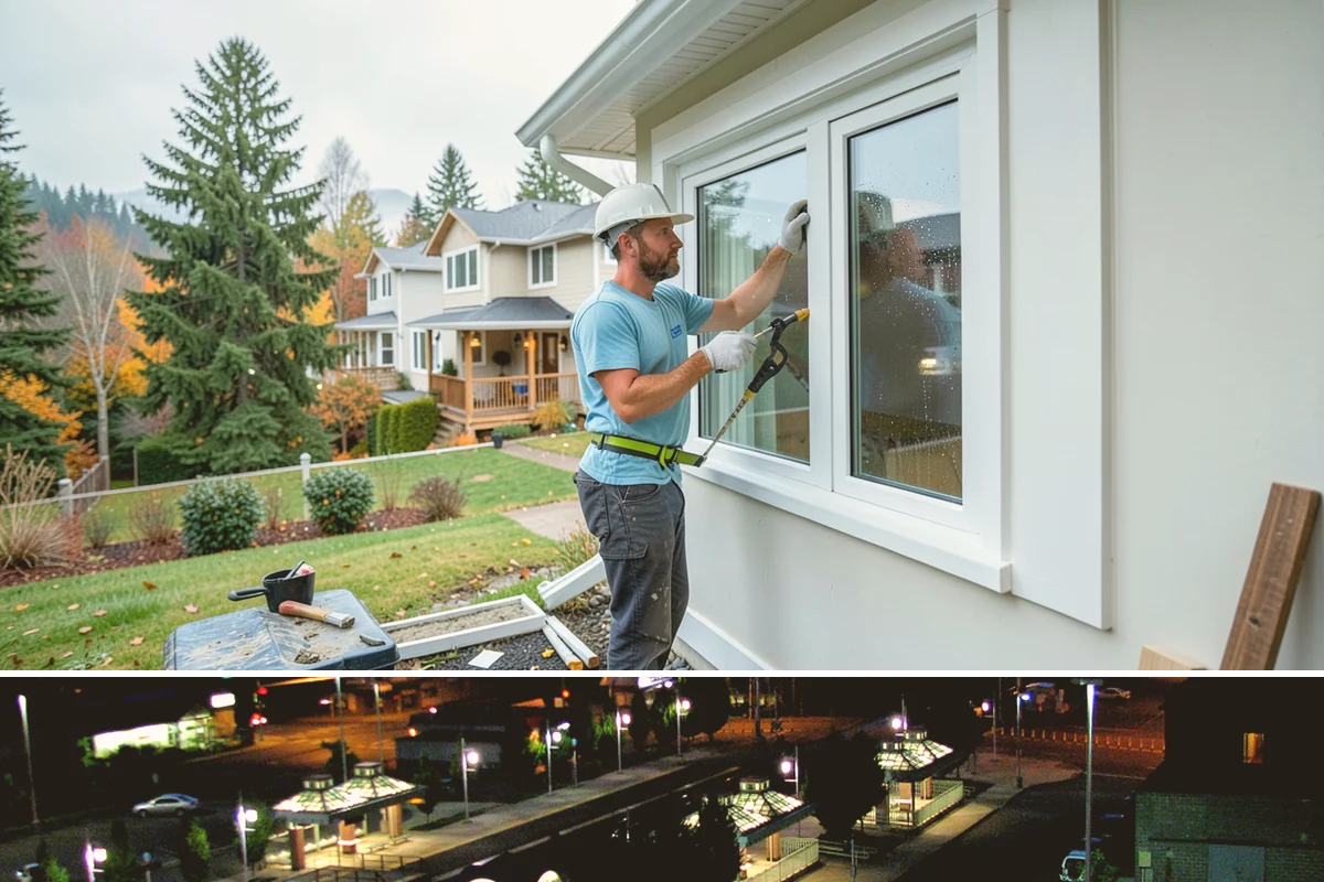House Wrap Installation in Auburn, King County, WA - House wrap can be installed in most conditions, but dry days ensure tapes and seals adhere fully.