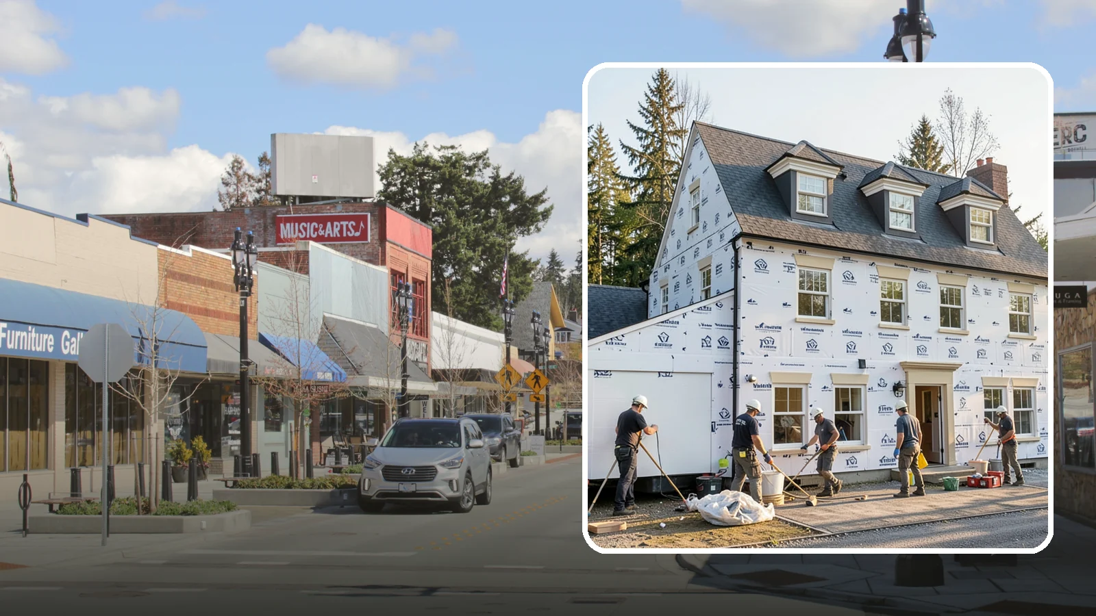 House Wrap Installation in Bothell, King County, WA - We install weather-resistive house wrap that creates a critical drainage and air barrier behind your siding.