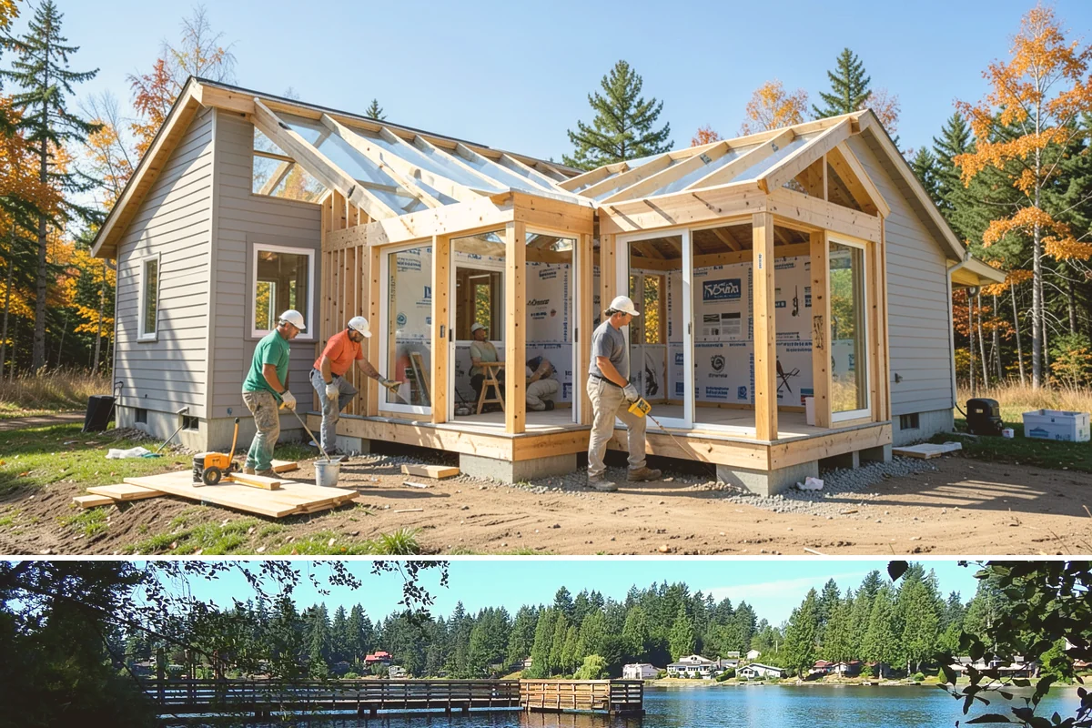 House Wrap Installation in Federal Way, King County, WA - House wrap can be installed in most conditions, but dry days ensure tapes and seals adhere fully.