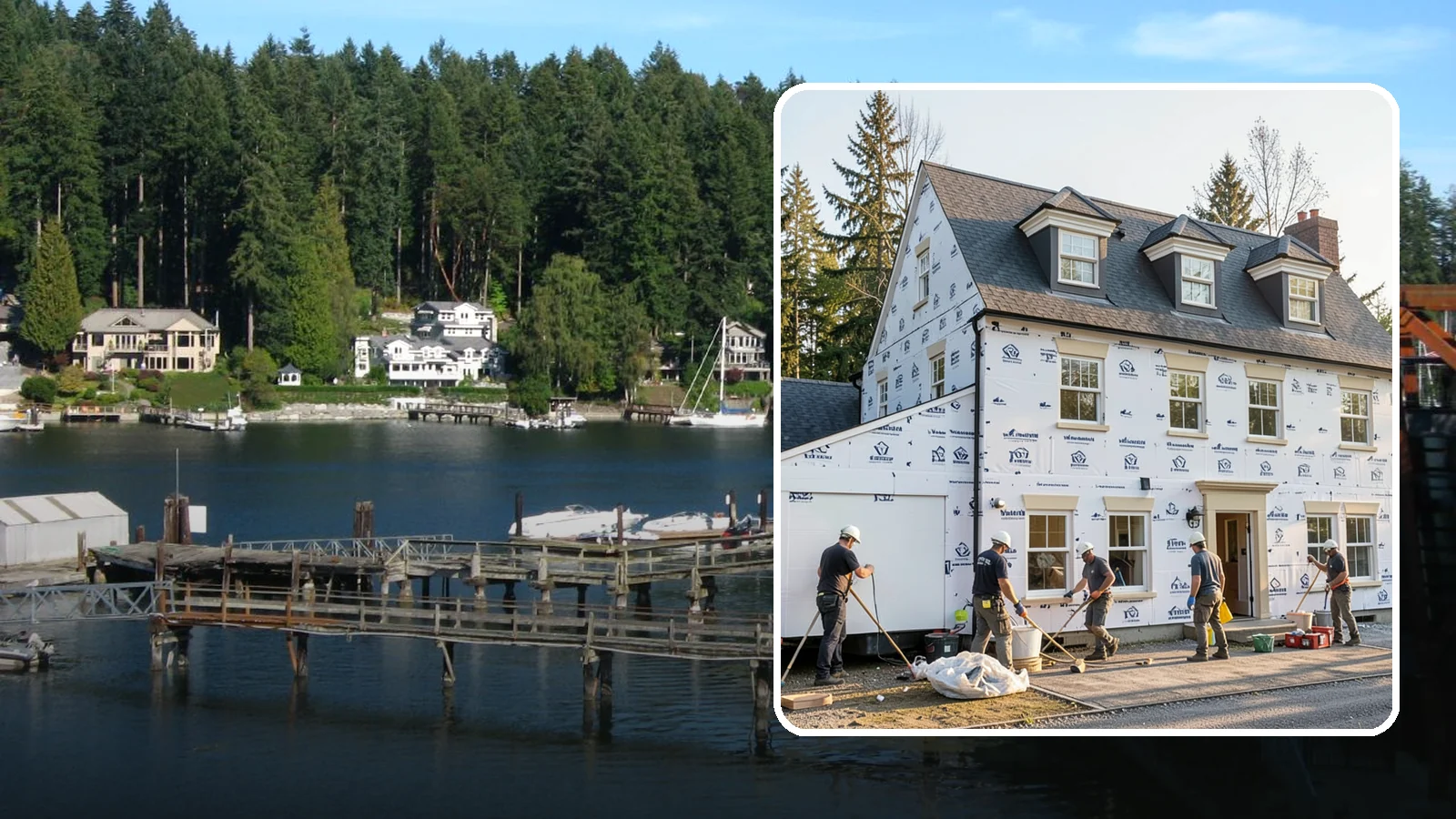 House Wrap Installation in Gig Harbor, Pierce County, WA - We install weather-resistive house wrap that creates a critical drainage and air barrier behind your siding.