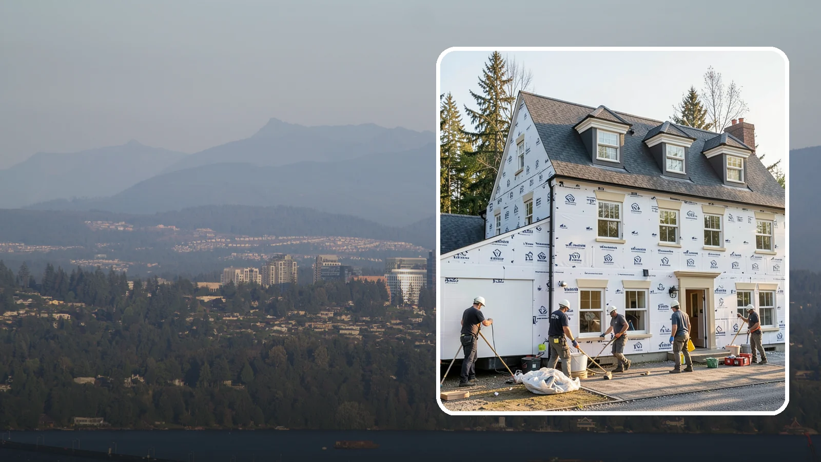 House Wrap Installation in Medina, King County, WA - We install weather-resistive house wrap that creates a critical drainage and air barrier behind your siding.