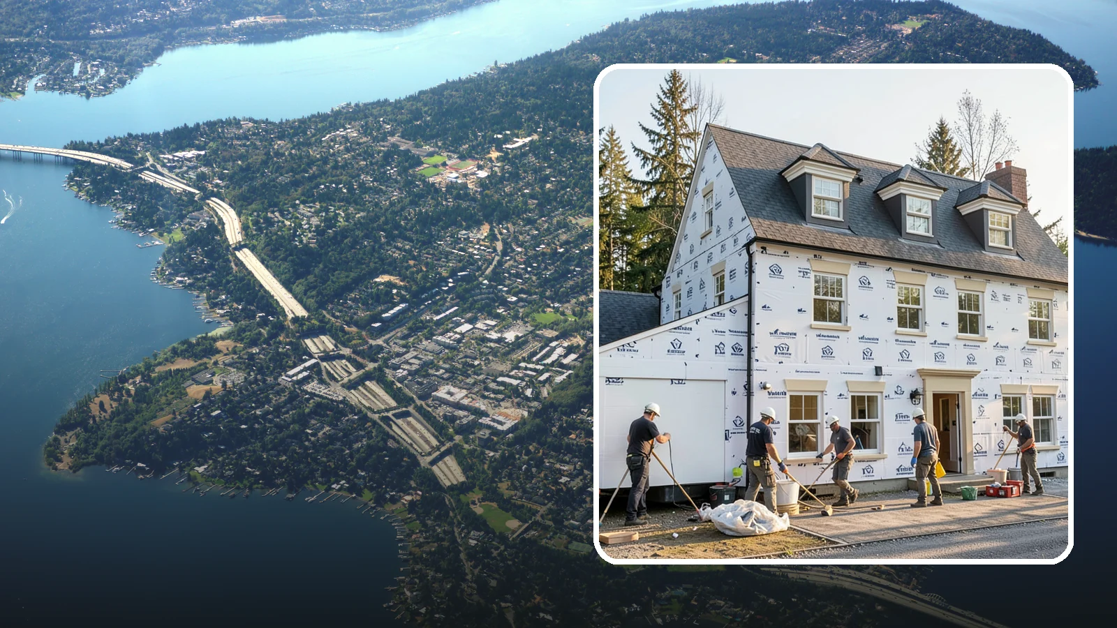 House Wrap Installation in Mercer Island, King County, WA - We install weather-resistive house wrap that creates a critical drainage and air barrier behind your siding.
