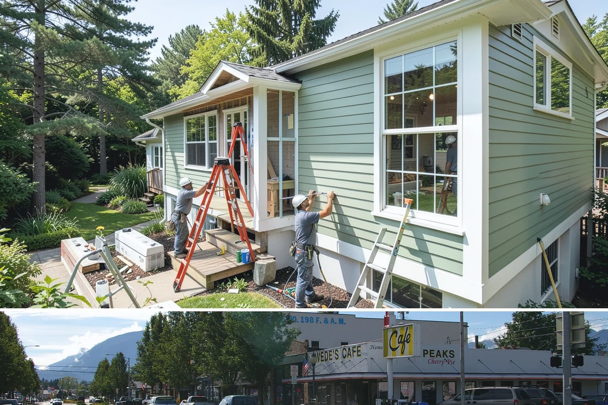 House Wrap Installation in North Bend, King County, WA - House wrap can be installed in most conditions, but dry days ensure tapes and seals adhere fully.