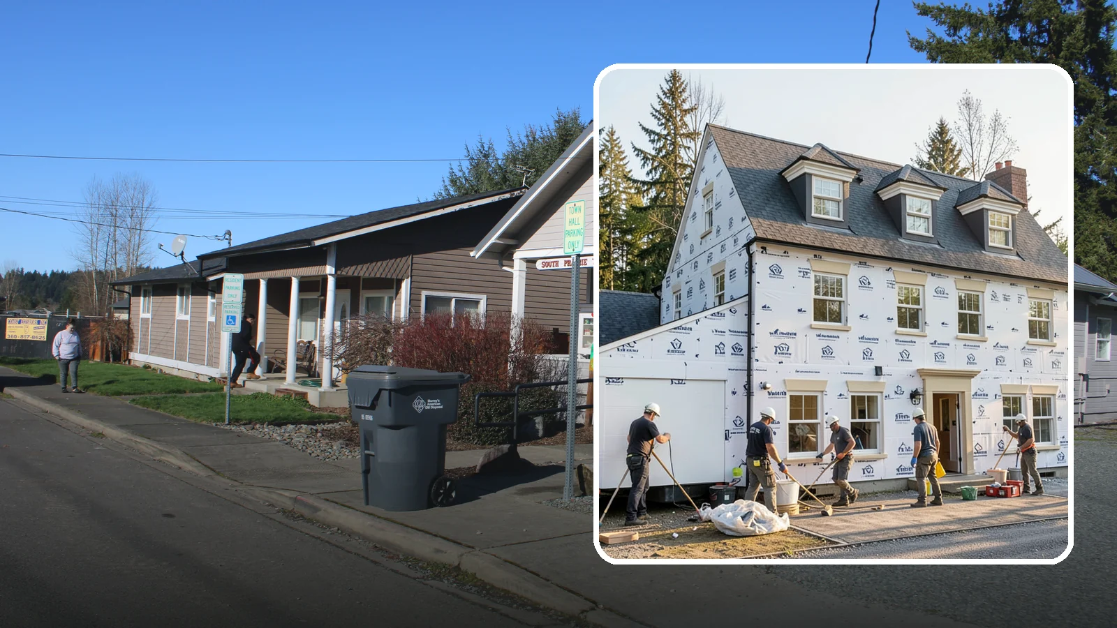 House Wrap Installation in South Prairie, Pierce County, WA - We install weather-resistive house wrap that creates a critical drainage and air barrier behind your siding.