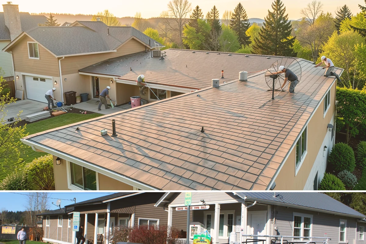 House Wrap Installation in South Prairie, Pierce County, WA - House wrap can be installed in most conditions, but dry days ensure tapes and seals adhere fully.